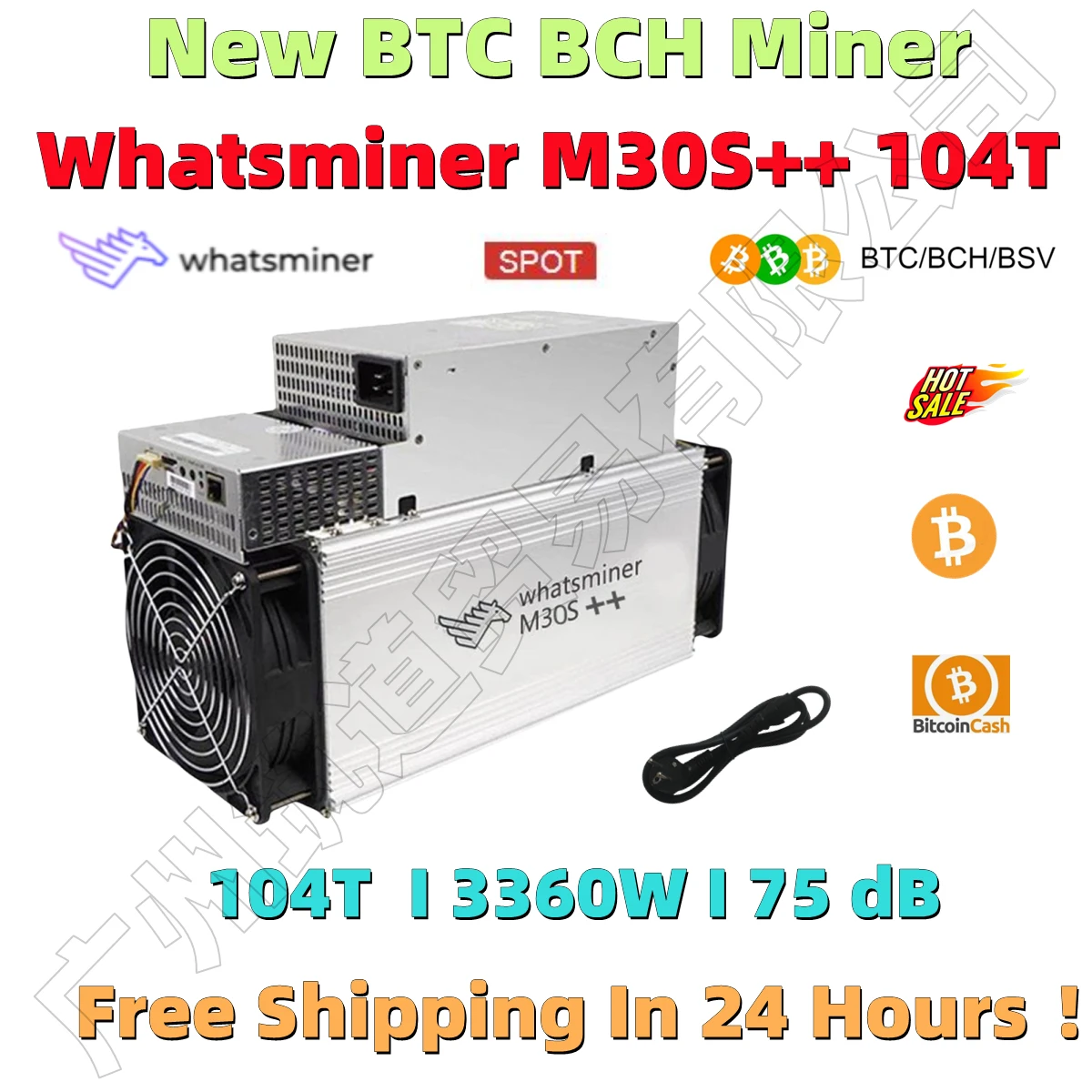 

Новинка, Майнер BTC BCH WhatsMiner M30S ++ 104T, экономичный, чем Antminer S9 S11 S15 S17 S19 100T 110T WhatsMiner M21S 56T 68T M31S 68