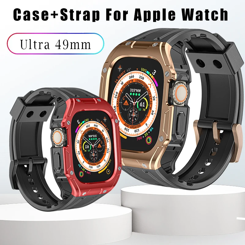 

Case+strap Band for Apple Watch Ultra 49mm Modification Kit PC Case Sport Rubber Silicone Correa Iwatch Series Ultra Bracelet
