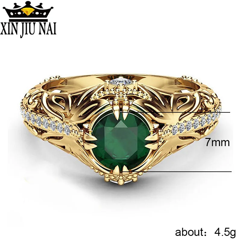 

Изысканные Новые роскошные кольца с зеленым кристаллом циркония золотого цвета в форме листьев для женщин кольца ювелирные изделия свадеб...