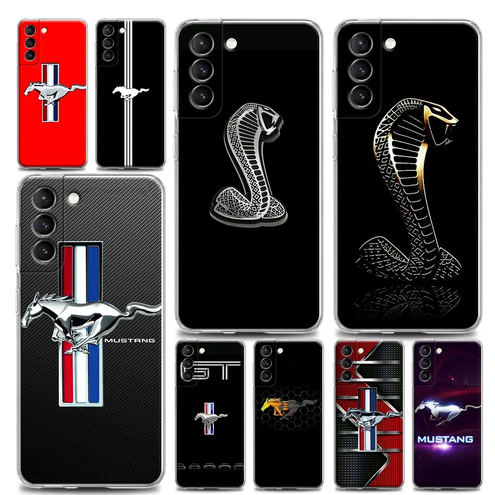

Clear Case for Samsung S22 S9 S10 S10e S21 S20 FE Note 8 9 10 20 Plus Lite Ultra 4G 5G Case Funda Coque Luxury Mustang Car Logo