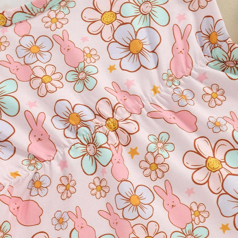 Детские комбинезоны для девочек Listenwind с цветочным принтом кролика без рукавов