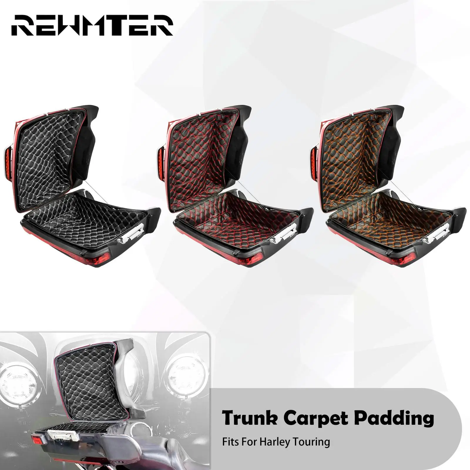 Motorcycle Chopped Pack Trunk Carpet Liner Leather For Harley Touring Road King Street Glide Electra Glide CVO Limited 2014-2022