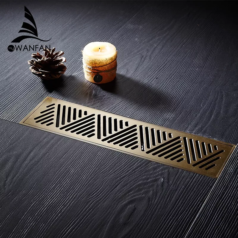 

Drain 8*30CM Euro Antique Brass Art Carved Floor Drain Cover Shower Waste Drainer Bathroom Bath Accessories Strainer DL8050