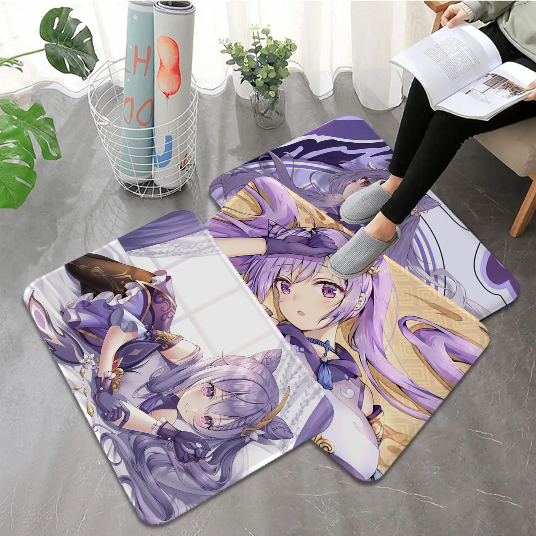 

Genshin Impact Character Keqing Door Mat Washable Non-Slip Living Room Sofa Chairs Area Mat Kitchen Bedside Area Rugs