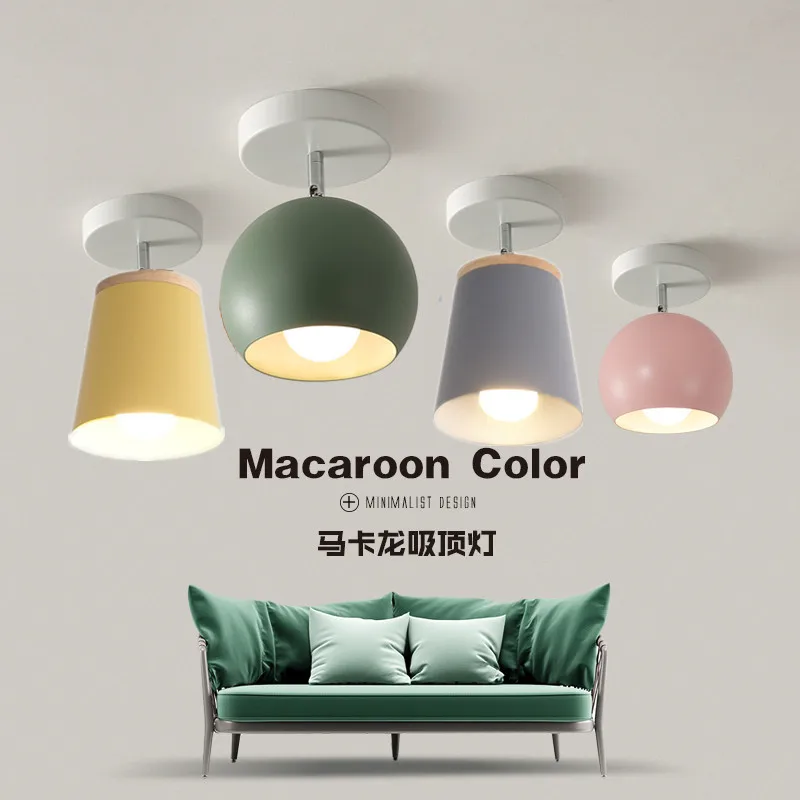 

PHYVAL Macaron Ceiling Lights Nordic Creative Round Iron E27 For Living Room Bedroom Aisle Corridor Modern LED Light Fixtures