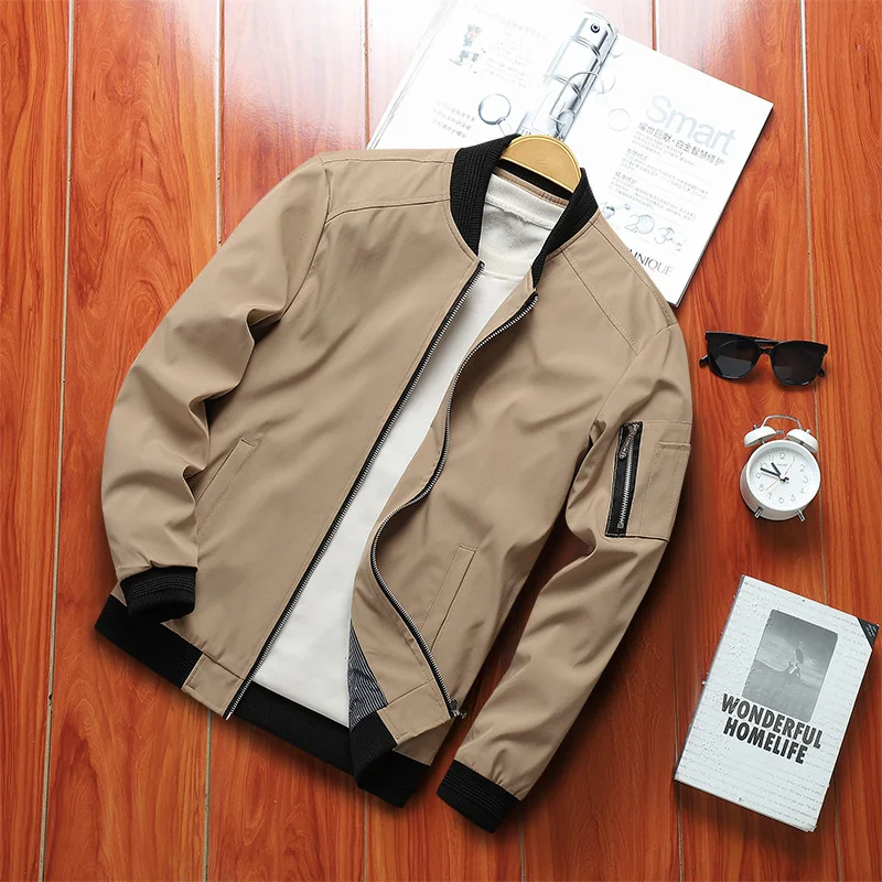 

2023 Spring Autumn Men Zipper Jackets Male Slim Fit Solid Color Coats Fashion Streetwear Casual Baseball Sports Outwear 5 Color