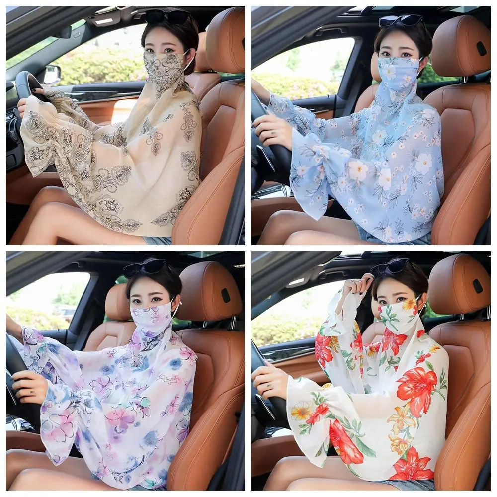 

Outdoor Anti-UV Arm Shade Scarf Driving Chiffon Neck Protection Sleeve Women Shawl Face Cover