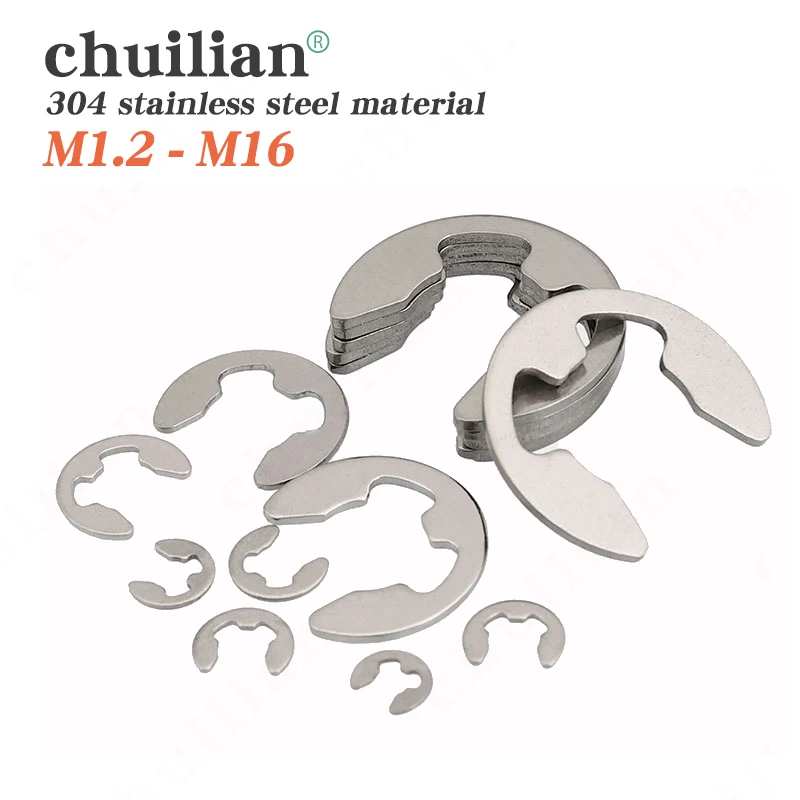 

10/50/100 M1.2 M1.5 M2 M3 M3.5 M4 M5 M6 M7 M8 to M16 304 Stainless Steel E Clip Circlip Retaining Ring Washer for Shaft Fastener