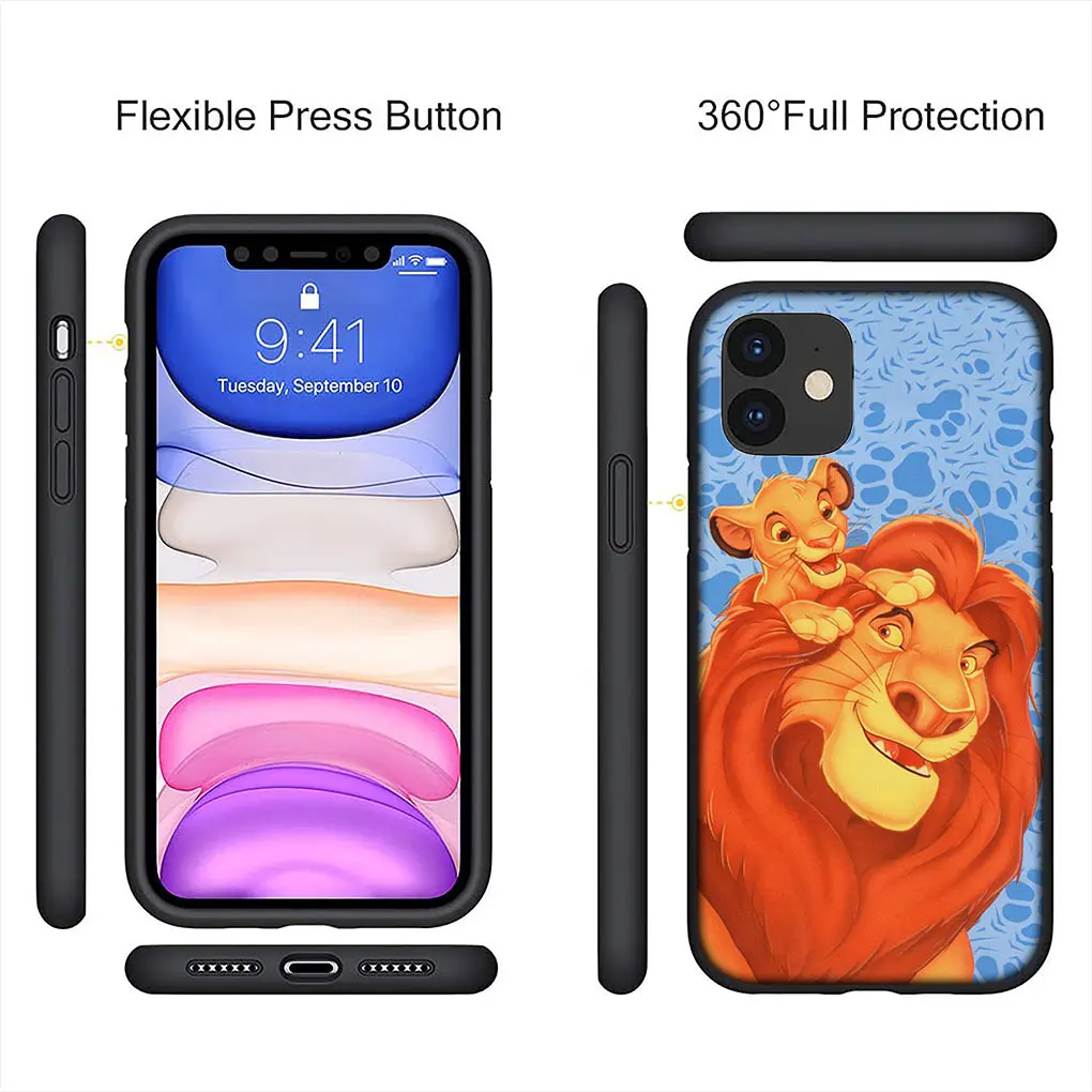 Мягкий чехол для телефона The Lion King iPhone 14 13 12 Mini 11 Pro X XR XS Max 6 7 8 Plus + SE 8+