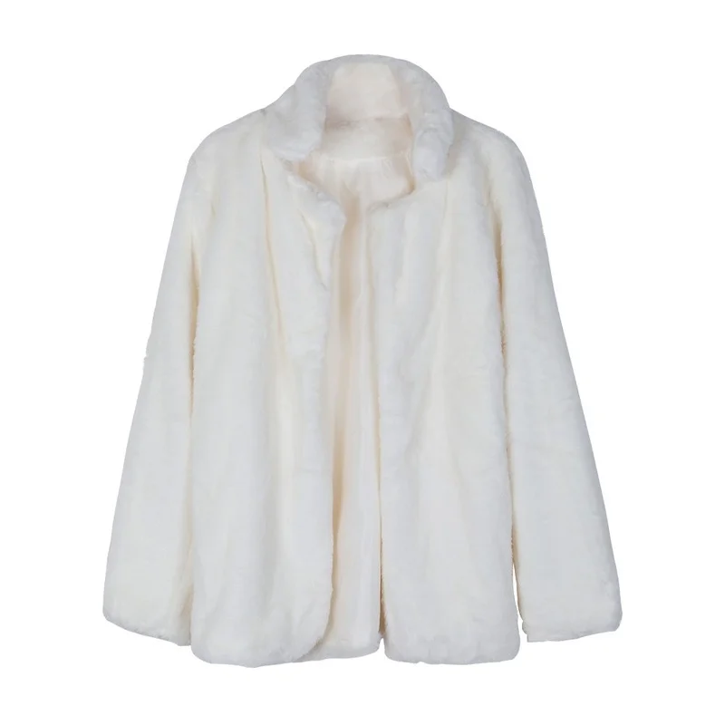 Women Luxury Long Sleeve Warm Thick Fluffy Jackets Coats Faux Fur Coat Winter Solid Fashion Loose Outerwear Female Cardigan New