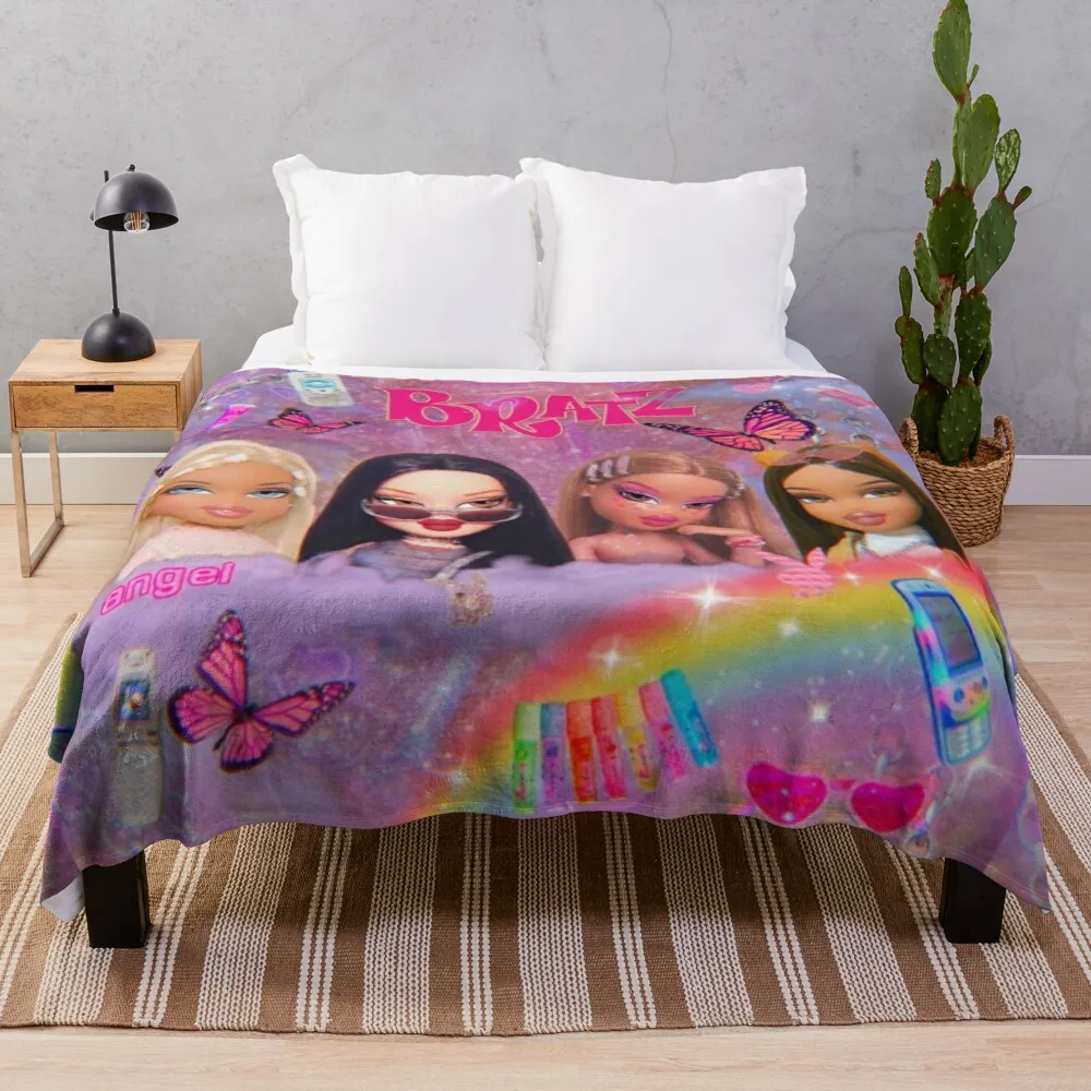

y2k Bratz Collage Fleece Plush Blankets on Bed/Sofa Sleeping Cover Bedding Throws Bedsheet for Kids Adult
