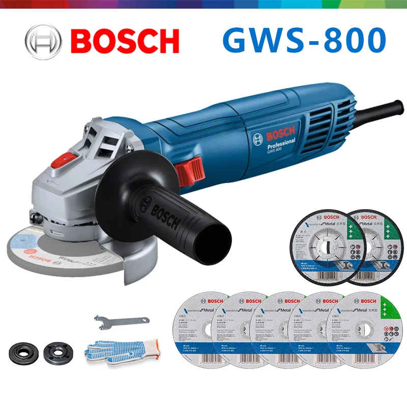 Фото Bosch GWS 800 электрическая угловая шлифовальная машина проводная 220 В полировальный станок для резки 100 мм шлифовальный станок для дисков профессиональные электроинструменты №1