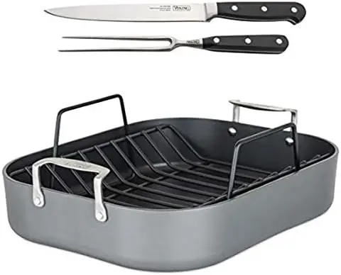 

3-Ply Stainless Steel Oval Roasting Pan, 8.5 Quart, Includes Metal Induction Lid & , Dishwasher, Oven Safe, Works on All Coo