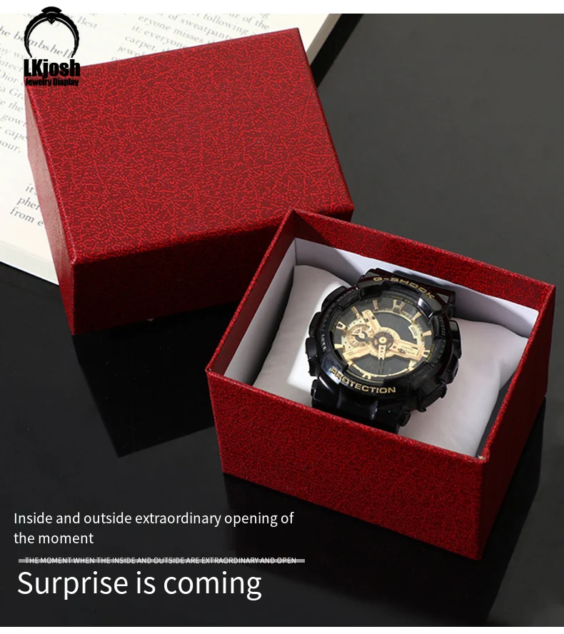 Однотонная коробка для часов с узором Личи простая бумажная драгоценностей