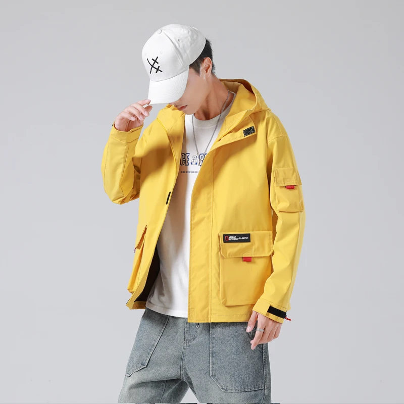 

Jacket Men's Spring and Autumn2022New Trendy All-Match Spring Men's Leisure Cargo Hooded Jacket