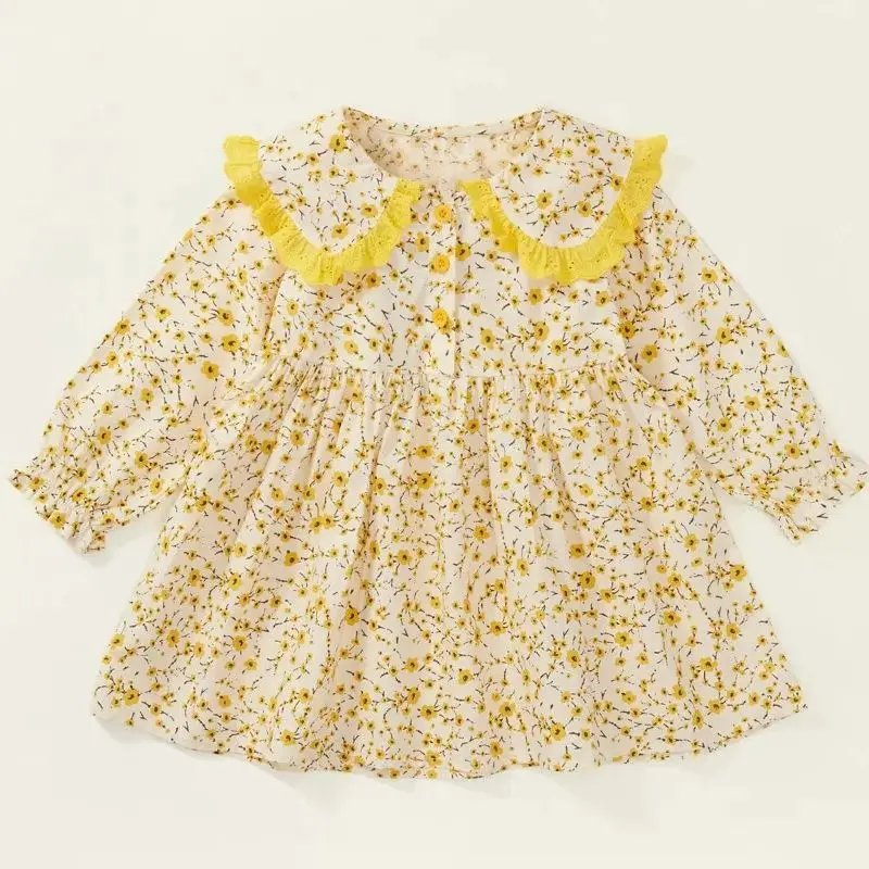 Повседневное платье для маленьких девочек 2024 Детская осенняя одежда Модное