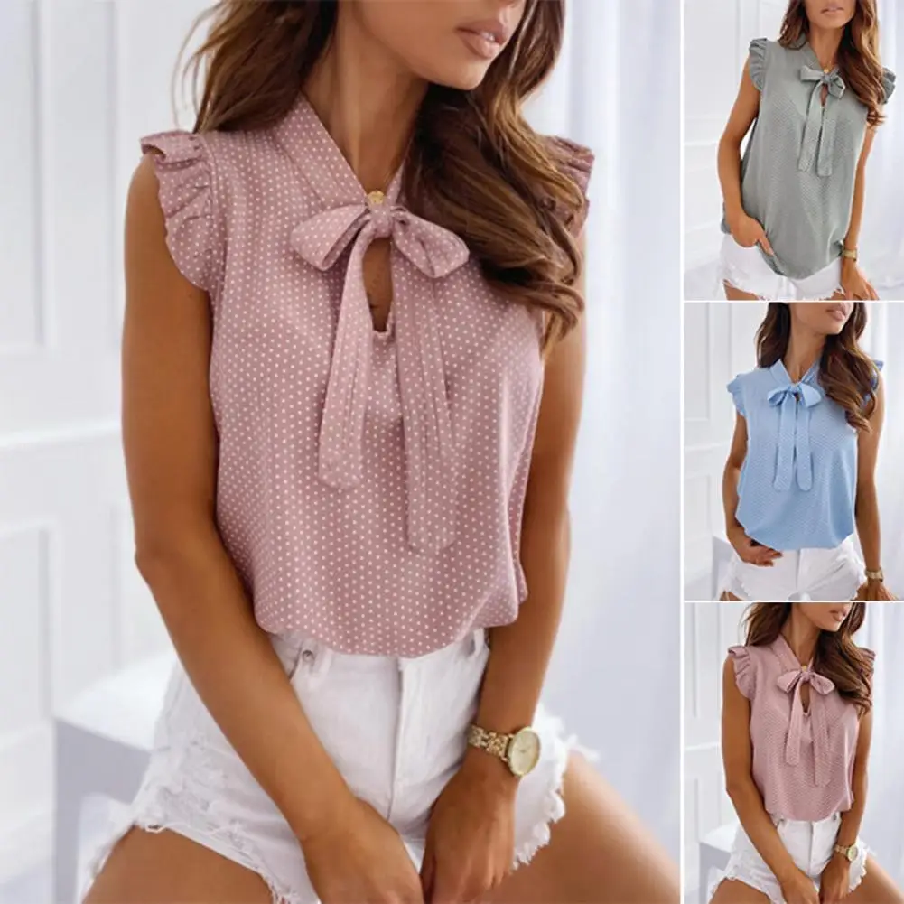 Attractive Bow-knot Ruffles Shirt Women Shirt Temperament Super Soft