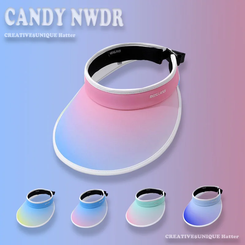 

Parent-child Gradient Color Summer Outdoor Big Eaves Empty Top Visor Cap Sunshade Sunscreen Cap UV Protection Empty Top Sun Cap