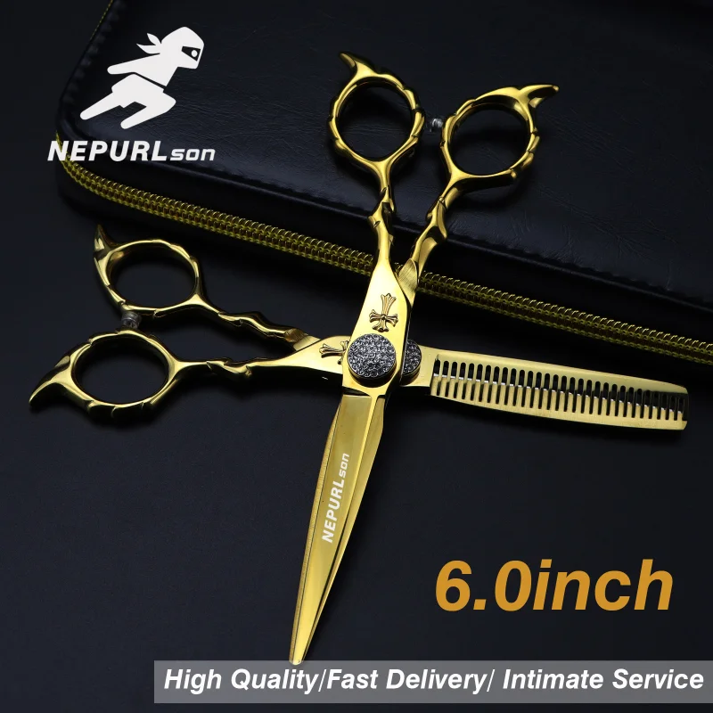 

NEPURLson Professional Japan 440c 6 INCH Hair Scissors Cutting Barber Haircut Thinning Shears Hairdressing Scissors