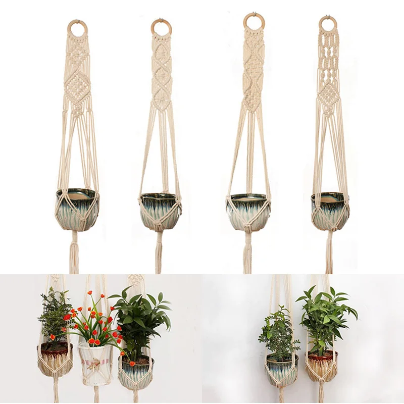 

New Arrival Handmade Macrame Pot Hanger Plant Hanger Pot Holder Pot Hanging Hanging Planter Hanging Basket For Home Garden FU
