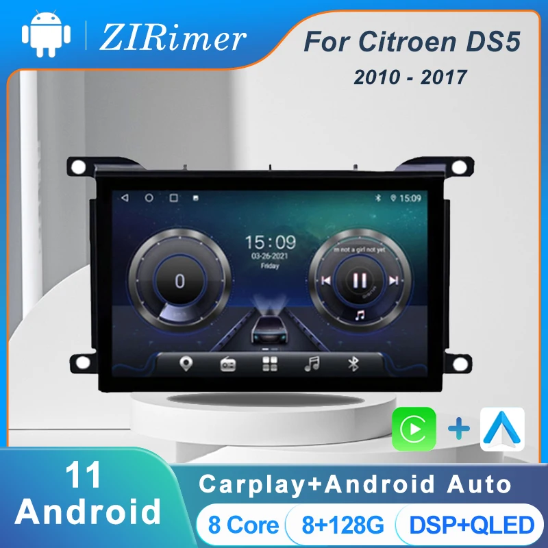 

ZIRimer Car Radio For Citroen DS5 2010-2017 Android Touch Screen Stereo Multimedia Player Carplay Android Auto 4G WIFI 8G+128G