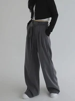 houzhou casual gray baggy pants women oversize korena fashion loose high waist trousers office lady autumn black harajuku pants