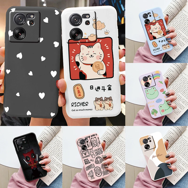 Чехол с милым котом для Xiaomi 13T Pro силиконовый мягкий чехол-накладка мультяшным