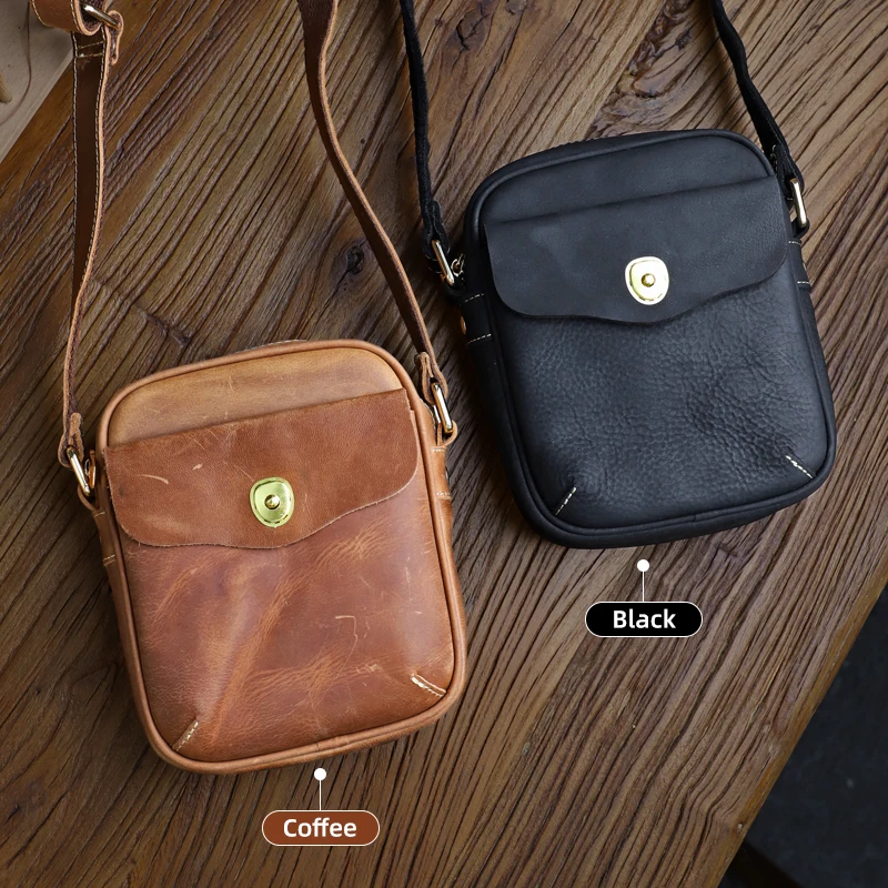 2022 New Genuine Leather Men's Messenger Bag Vintage Shoulder Bags High Quality Male Crossbody Bag Cross Body Pack For Travel