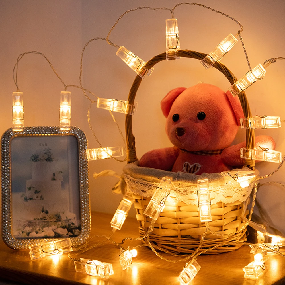 

Energy Saving String Light Lantern Lamp 1.5 Meters 1pc Background Wall Christmas Decoration Iron LED Photo Clip