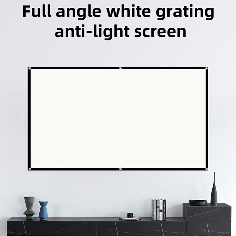 VEIDADZ Projector Screen White Grid Anti-Light 16:9 Projection Screen 72 100 120 130 Inch Portable Reflective Cloth Metal Hook images - 6