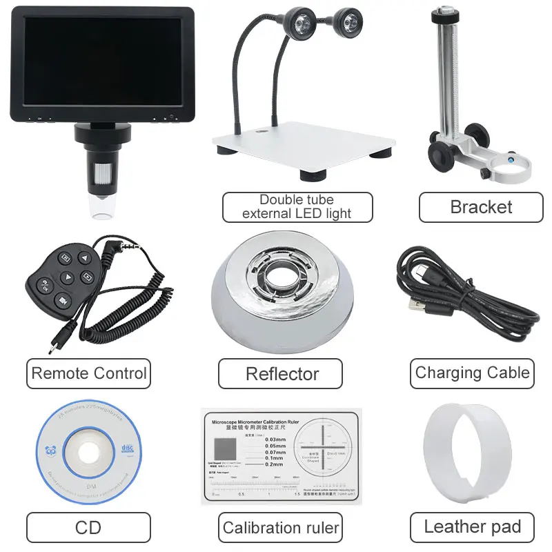 Цифровой микроскоп со светодиодсветодиодный подсветкой 1200X 7-дюймовый HD-дисплей