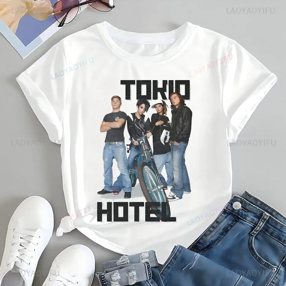 Фото Футболка с принтом немецкой рок-группы Tokio Hotel, топ Tokio Hotel Trend, рубашка унисекс с короткими рукавами в стиле Харадзюку, большая футболка с графическим рисунком №2