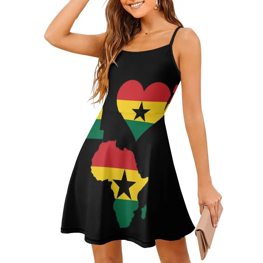 Женская футболка с принтом флага Ганы и карты Африки