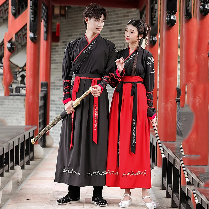 

Chinese Tang Dynasty Ancient Costumes Hanfu Dress Couple Dance Clothes Classical Swordsman Clothing Traditional Fairy Cosplay