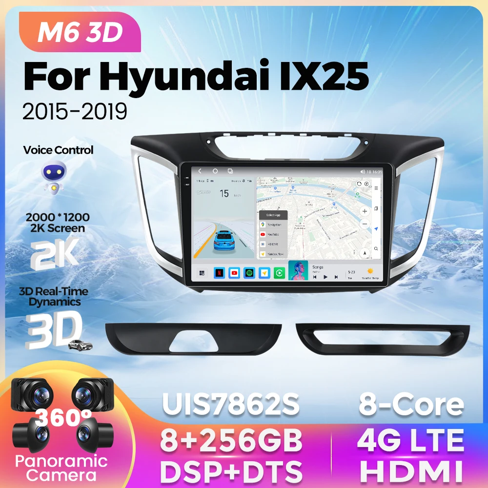 

Новинка M6 3D UI 2K экран Android все в одном Автомагнитола для Hyundai Creta IX25 2015-2019 мультимедийный плеер для Carplay Android авто