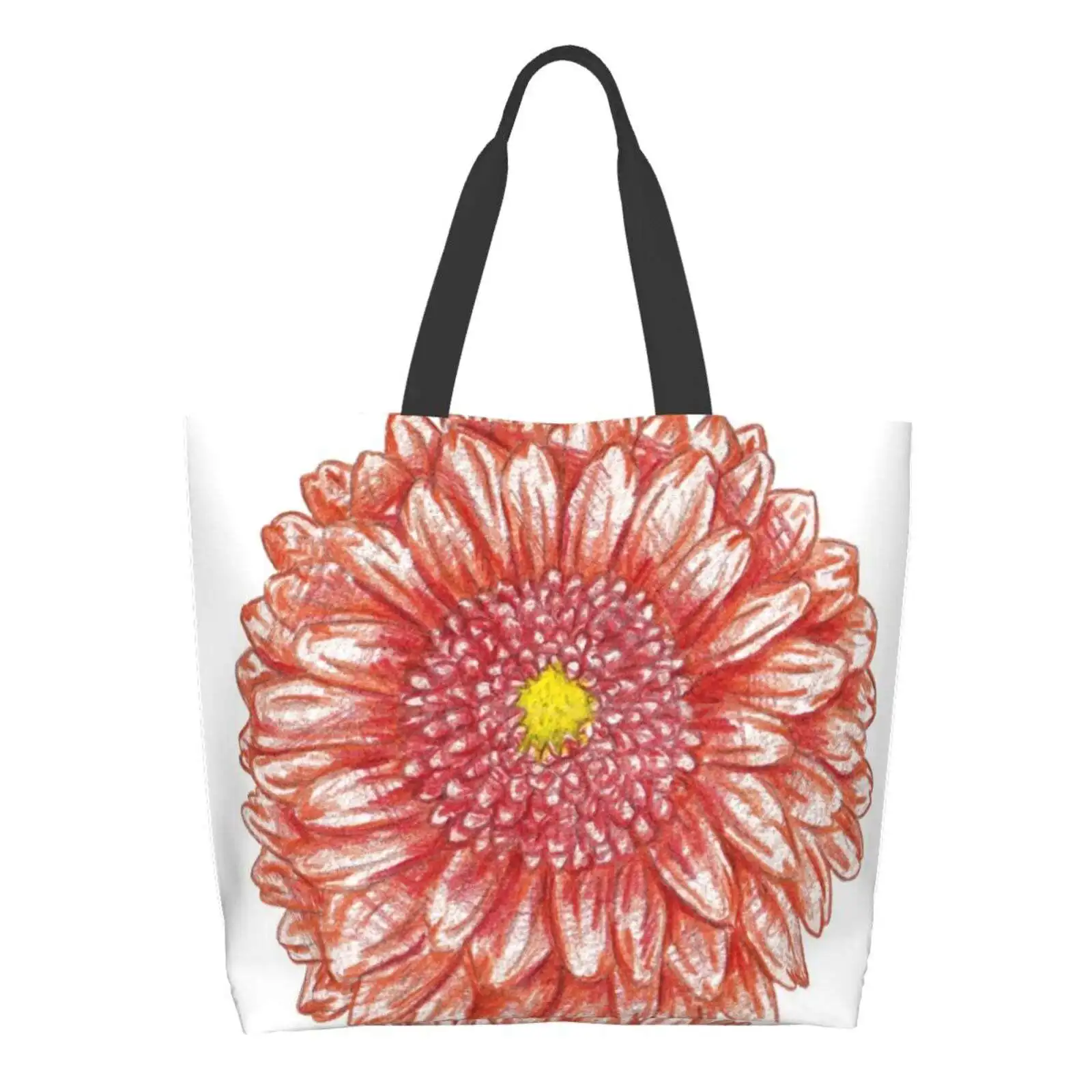 

Red Casual Handbag Tote Bag Reusable Large Capacity Flower Branch Leaf Watercolor Ornamental Floral Spring Bouquet