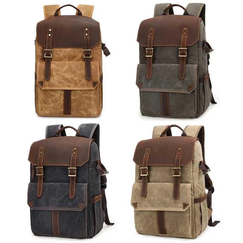 

67JA Photo Backpack Waterproof Batik Canvas DSLR Camera Case Bags For DSLR Camera