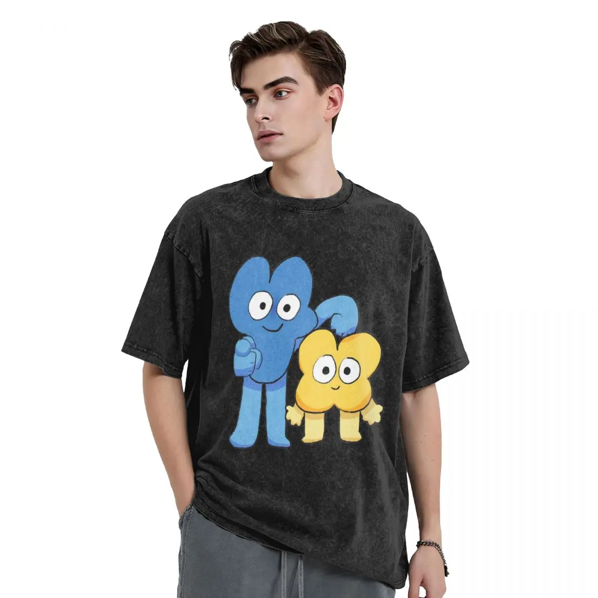 Фото Промытые футболки Four And X Bfdi в стиле Харадзюку, футболка в стиле хип-хоп с короткими рукавами, уличная одежда, топы, футболки для мужчин и женщин №1
