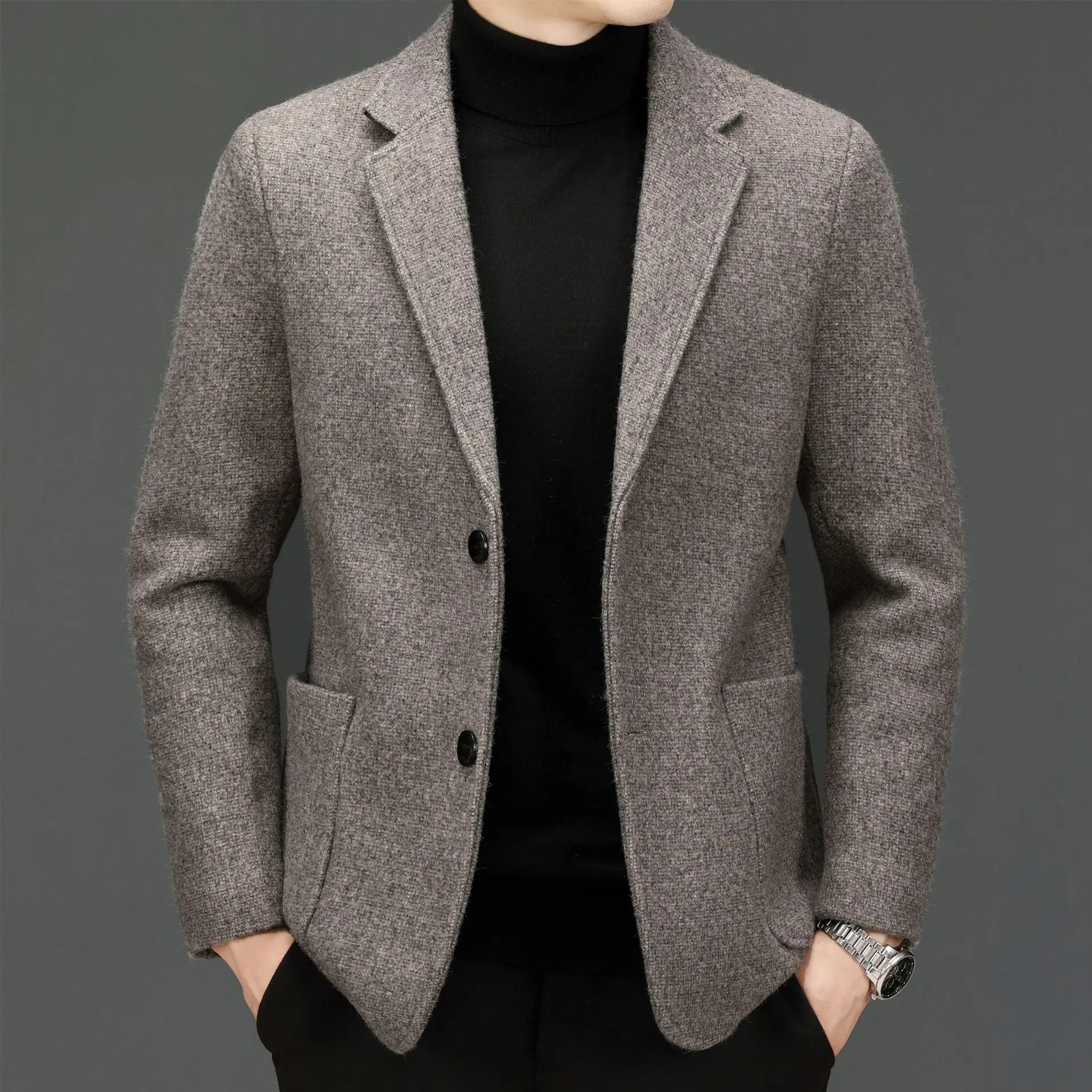 

High Quality Men's Suit Coat Wool Blends Casual Blazers Men Suit Jacket Male Solid Business Casual Mens Coats and Jackets E834