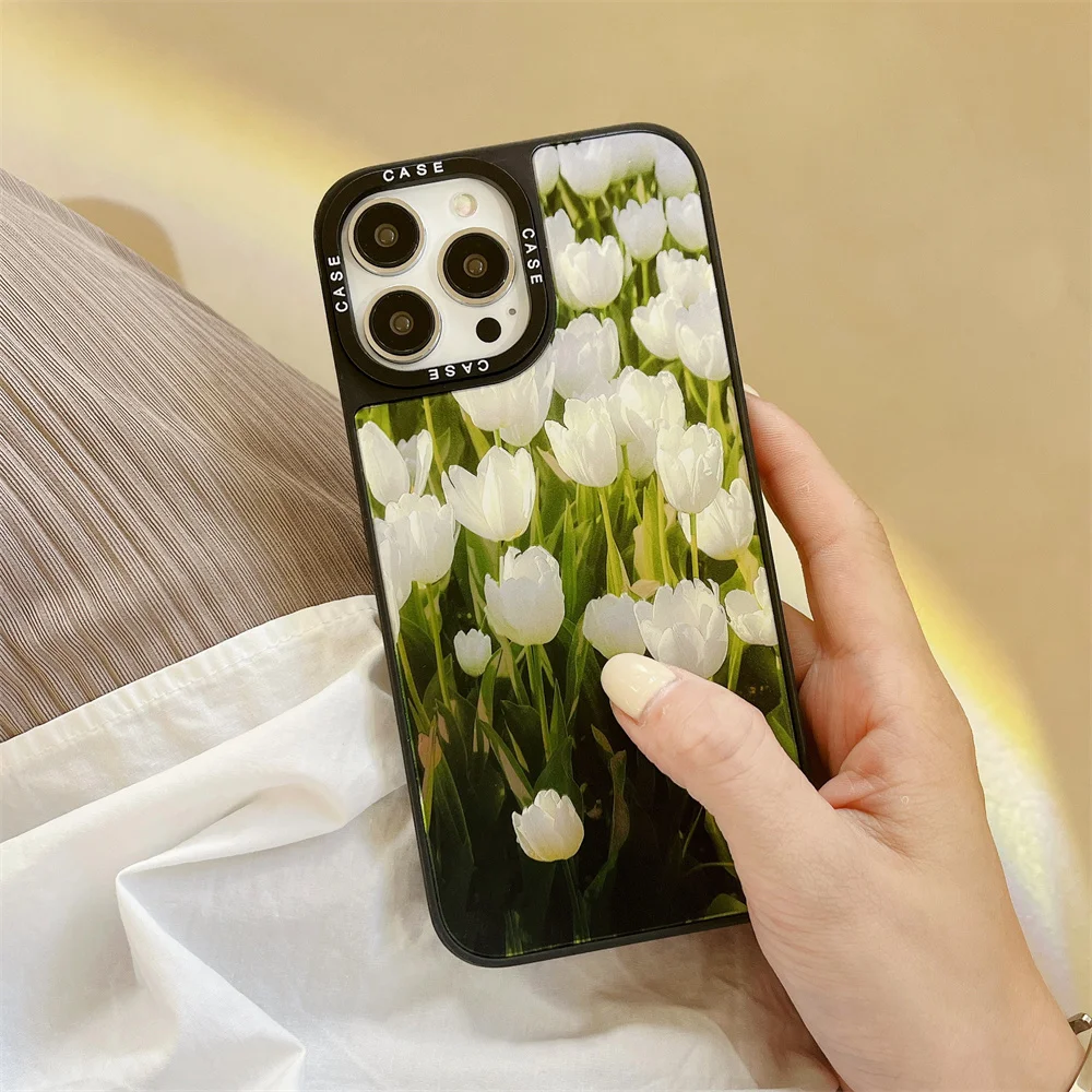 

Korea White Tulip Flower Soft Silicone Back Cover Phone Case For iphone 11 12 mini 13 Pro XS Max XR X 6 6s 7 8 Plus SE 2022