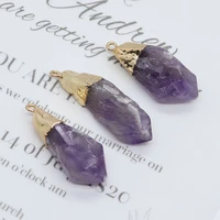 amethyst charms natural stone pendants for diy making women necklaces jewelry accessory reiki meditation purple irregular charms