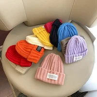 knitted baby boy cap kids baby girls hat baby bonnet wholesale candy color warm kids baby winter hats for kids children