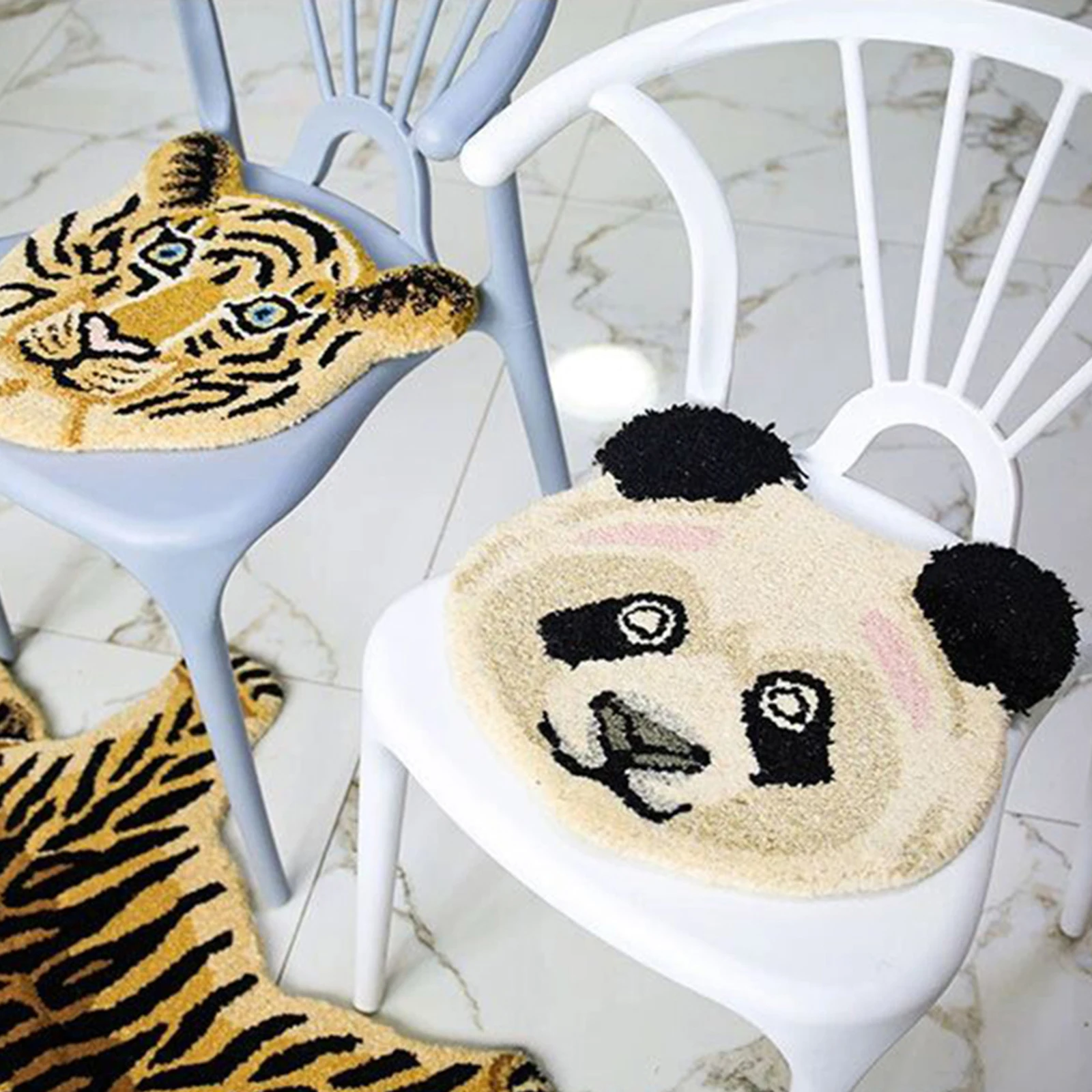 

2022 New Household Imitation Cashmere Seat Cushion Cartoon Tiger/Lion/Panda Shape Thickened Floor Mat for Bedroom Living Room