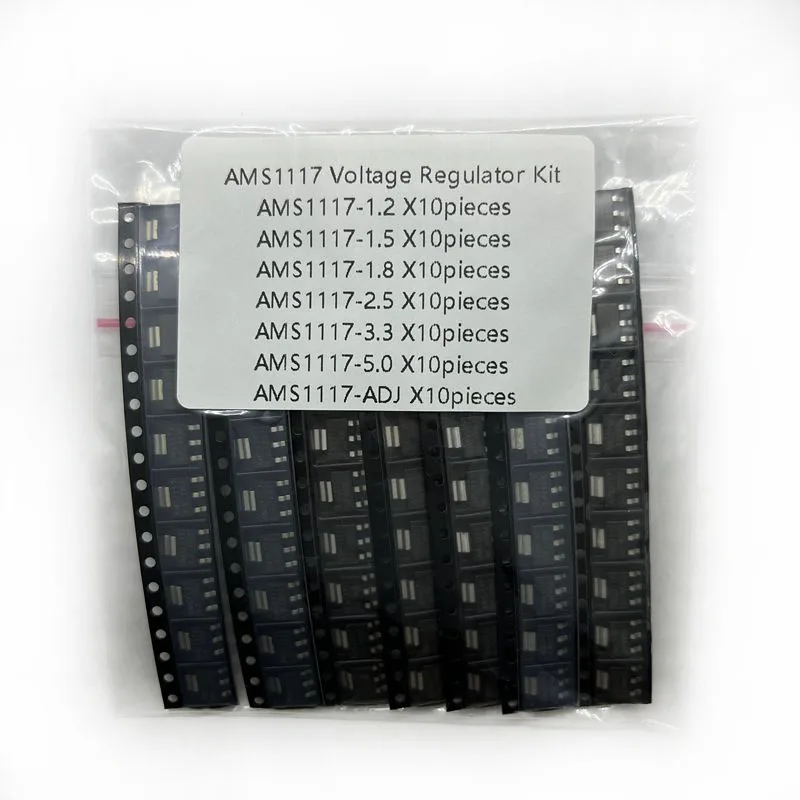 

70PCS/LOT AMS1117 Voltage Regulator Kit 1.2V/1.5V/1.8V/2.5V/3.3V/5.0V/ADJ 1117 7 Values Each 10PCS