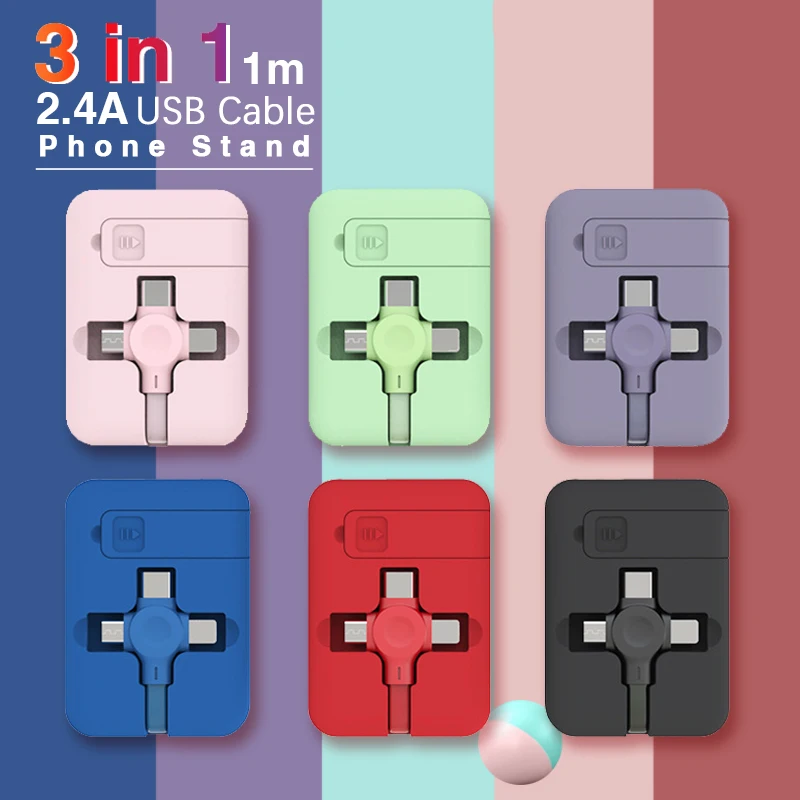 

3 в 1 USB-кабель, Выдвижной Micro USB Type C зарядный кабель для iPhone X 13 12 11 Samsung S20 Xiaomi Huawei, зарядное устройство для телефона, провод
