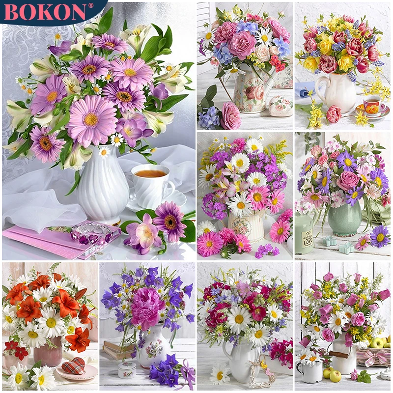 5D Diamond Painted Daisy Vase Diamond Cross Embroidery Set Full Diamond DIY Diamond Mosaic Art Rhinestone Home Decoration