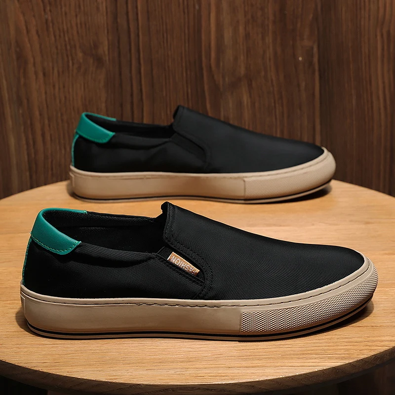 

Кроссовки мужские для скейтборда, удобные слипоны, дышащие, повседневная обувь, дизайнерские, черные