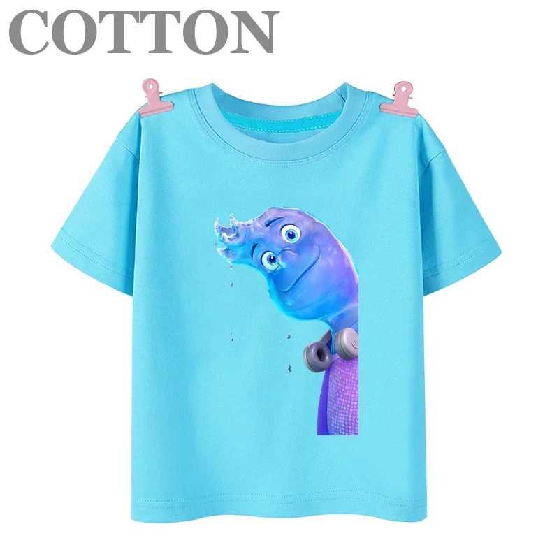 Детская летняя хлопковая футболка с коротким рукавом и круглым вырезом