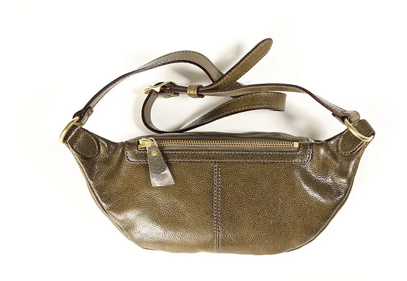Retro fashion designer teenager natural genuine leather small chest bag casual outdoor daily sports cellphone waist bag women