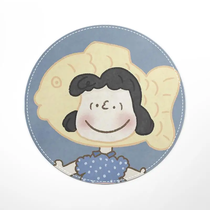 Игровой коврик для мыши с милым мультяшным Снупи круглый небольшим замком